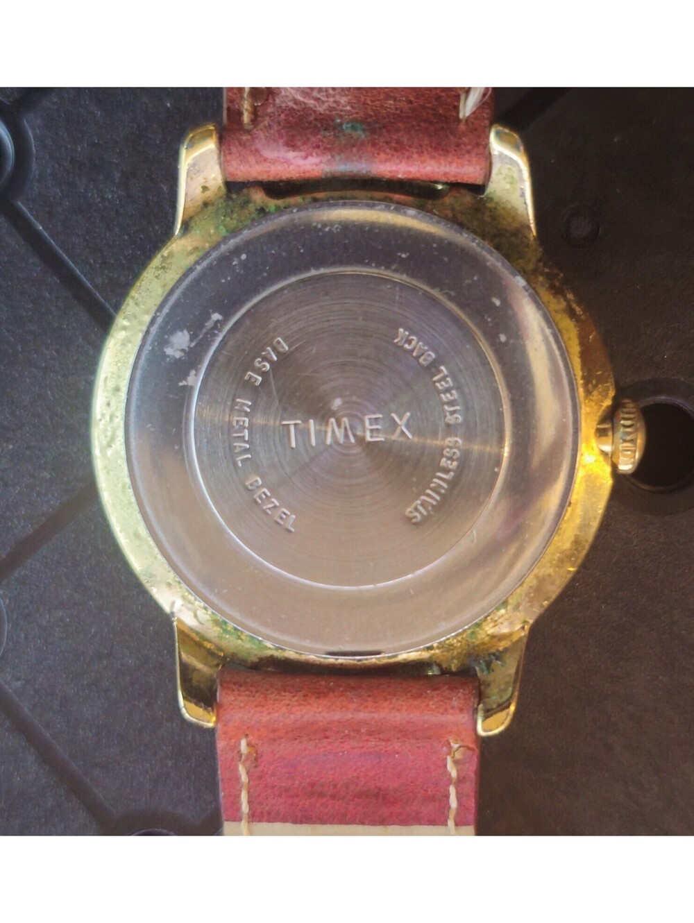 Vintg Timex Day Date Manual Wind Watch Gold Tone 1970's Works "Barcode"  READ - Picture 4 of 5
